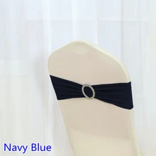 Темно-синие Цвет спандекс стулья створки с блестящей круглый пряжки для стульев группа лайкра пояс-кушак галстук-бабочка Свадебные украшения