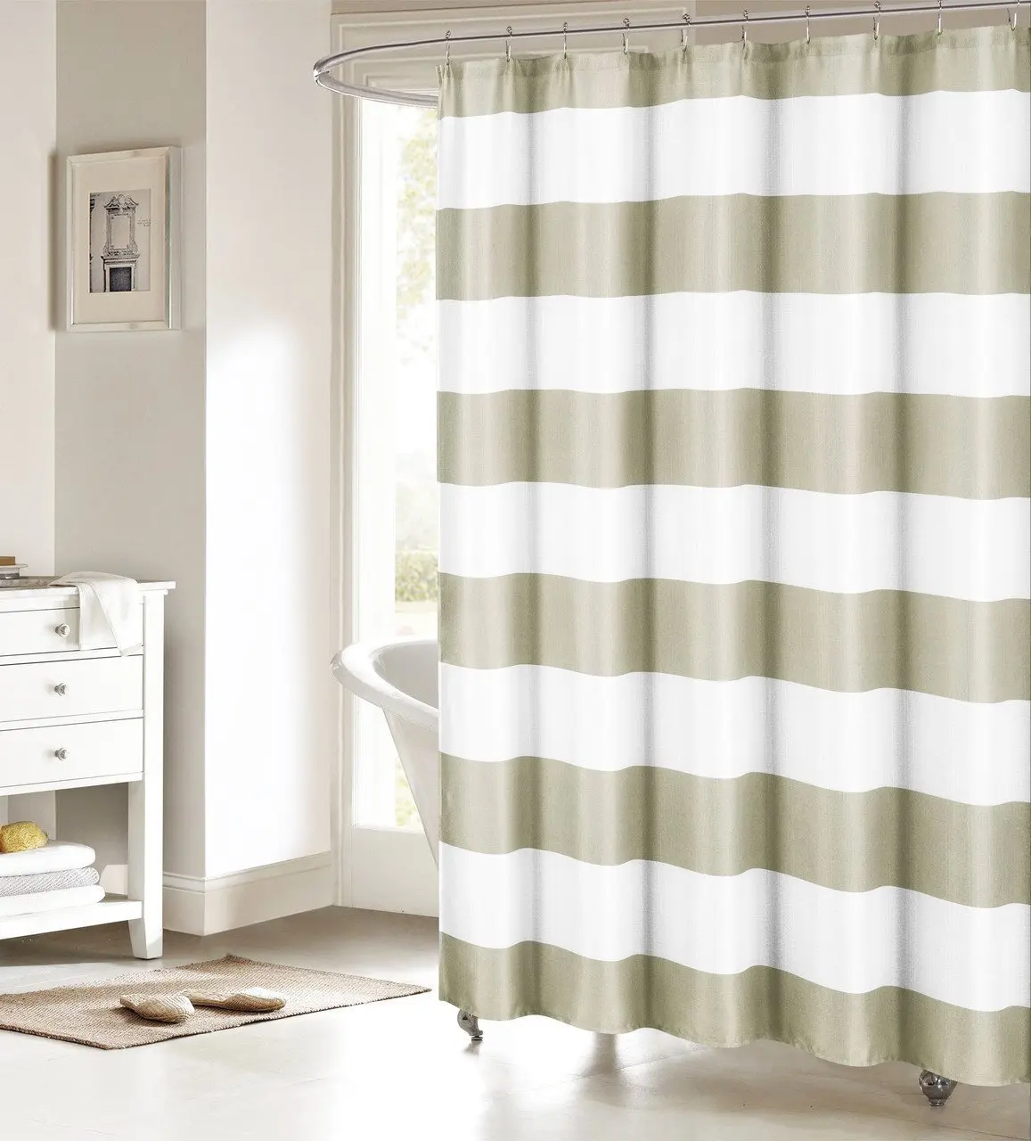 Домашняя тканевая занавеска для душа с морской полоской дизайн песком и белым