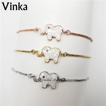

10pcs Top Quality Clear White Shell Cute Elephant Charm Adjustable Bracelet Jewelry Gift for Women Girl