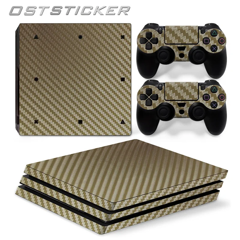 

free shipping OSTSTICKER Gold Vinyl Skin Sticker for sony playstation 4 Pro for PS4 Pro sticker