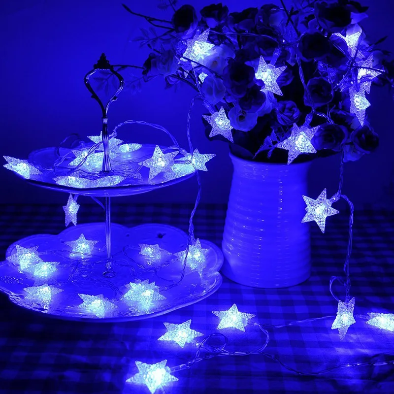 3M LED Star String Lights Christmas Holiday Decoration Star Fairy Light AA Battery Operated 20leds Festoon Light Chain SL057