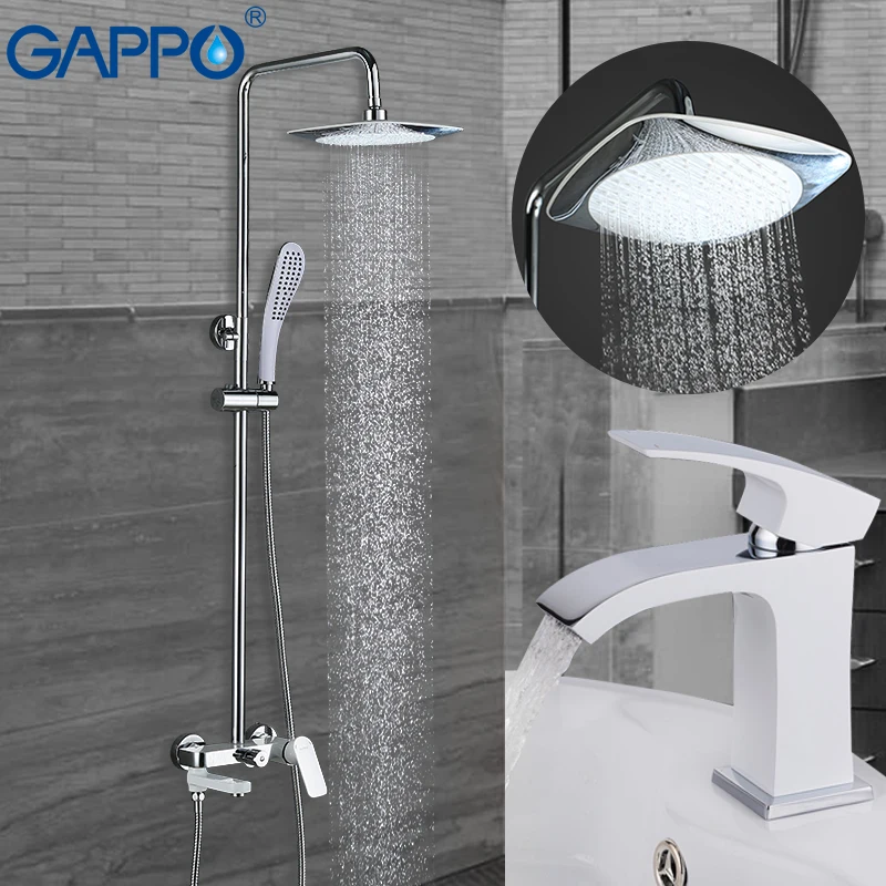 

GAPPO white Basin Faucets basin sink tap water mixers bathtub faucet rainfall shower tap rain shower set