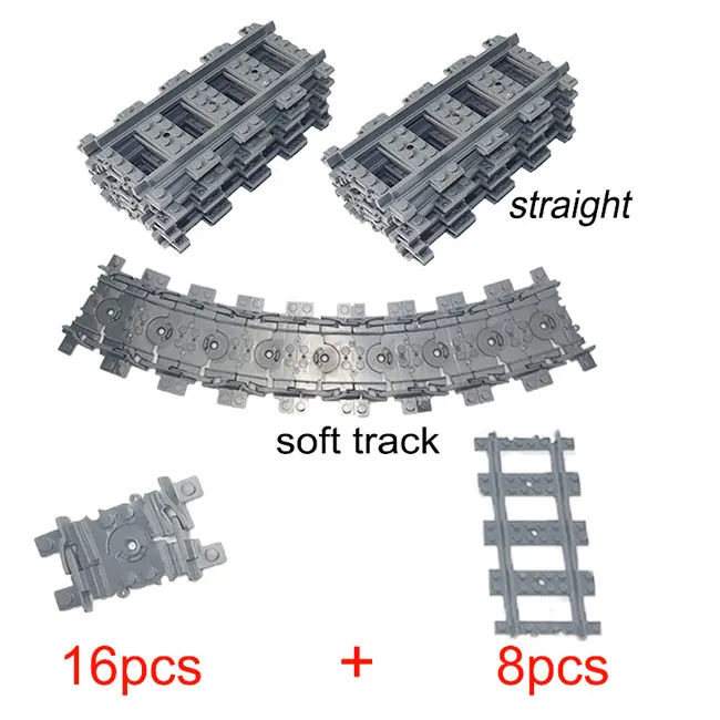10-100 шт. городской поезд рельс прямой и изогнутые рельсы гибкий рельсовый переключатель строительные блоки Совместимые Legingly Track детские игрушки - Цвет: Set A