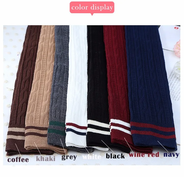 Winter Stockings Fashion Striped Cotton Women's Stockings Over Knee Socks Knitted Woman Socks Girls Princess Sexy Long Socks