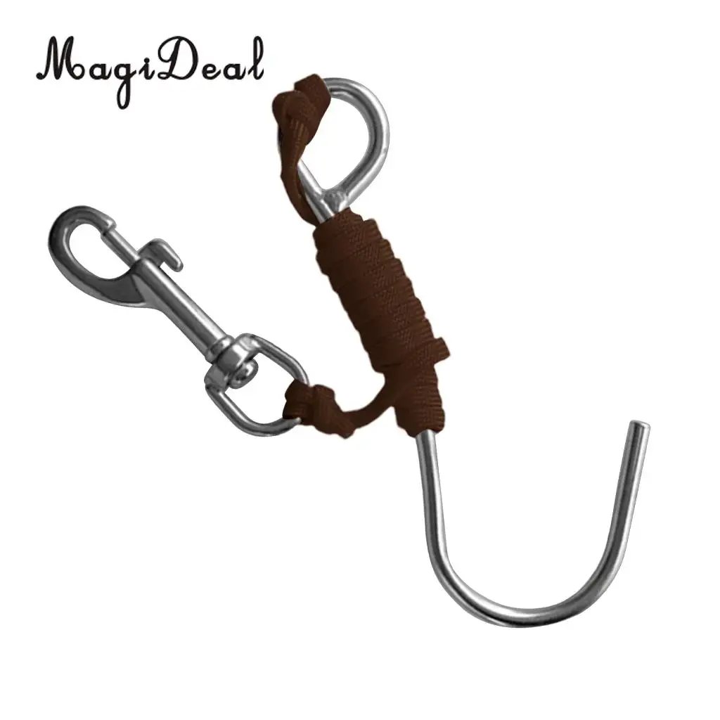 MagiDeal Scuba Diving Reef Drift Hook with 47' Line & Stainless Steel Clip for Snorkeling Freediving Swimming Caving Accessory