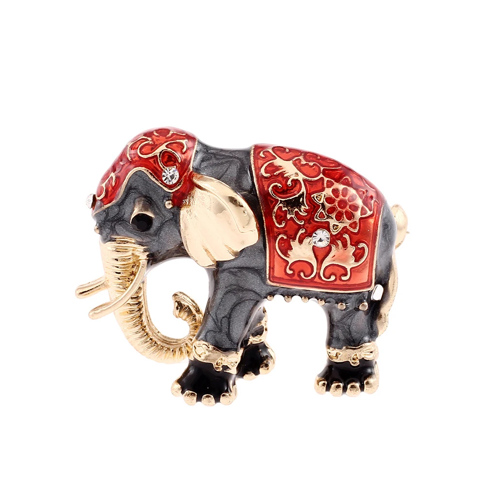 Chic Enamel Elephant Brooches Pins Jewelry Women Garment Scarf