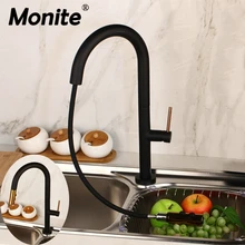 Monite Black Painiting 360 Поворотный Выдвижной 2 способа спрей твердая латунь кухонная раковина кран кухонный смеситель для воды смесители