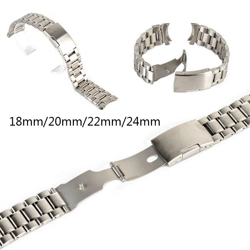 18 мм/20 мм/22 мм/24 мм Модные мужские женские часы ремешок из нержавеющей стали с твердой цепью часы ремешок стальной цвет