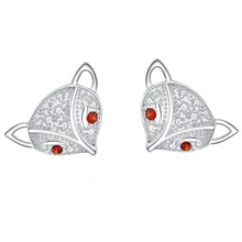 Мода 925 Серебряный прозрачный CZ 8 мм с милым маленьким изображением лисы, серьги со шпилькой, для детские худи для девочек на Для женщин в подарок, для ушей ювелирные изделия ED180