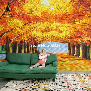 Online Full Hand Made Glass Mosaic Artwork Wall Mural Maple Leaf