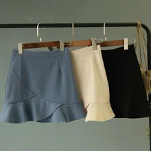 Новинка, сексуальные мини-юбки с высокой талией, женская короткая юбка трапециевидной формы, Falbala, однотонная уличная юбка на молнии, юбки для студенток, юбка для работы