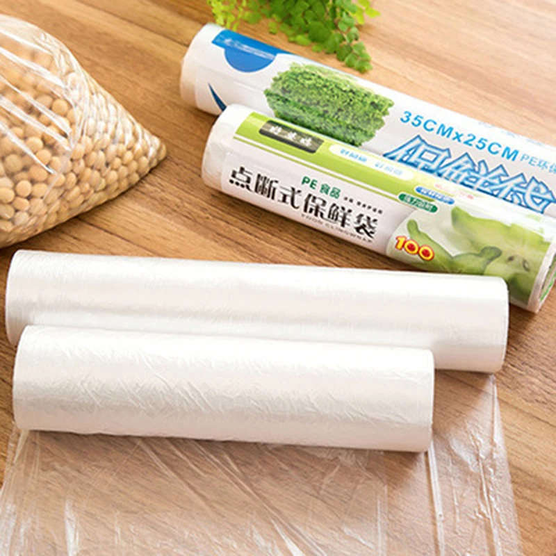 Food Fruit Storage Bag Packaging Plastic Bags 1 Roll Kitchen Fresh