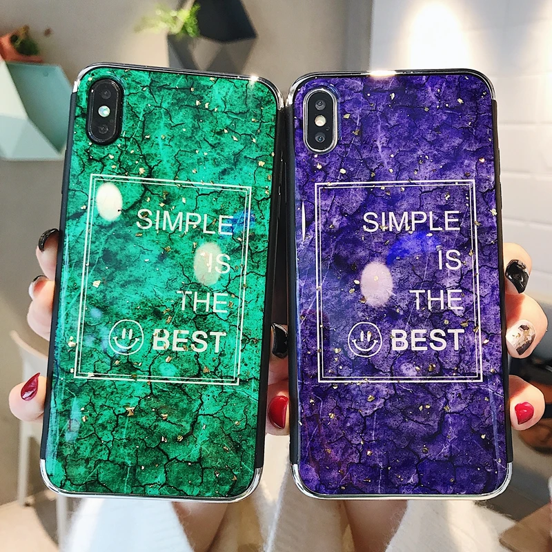 

Solid color silicone gold marble phone case for Iphone 6 6S 7 8 Plus X XR XS MAX glossy phone back cover fundas capa cases