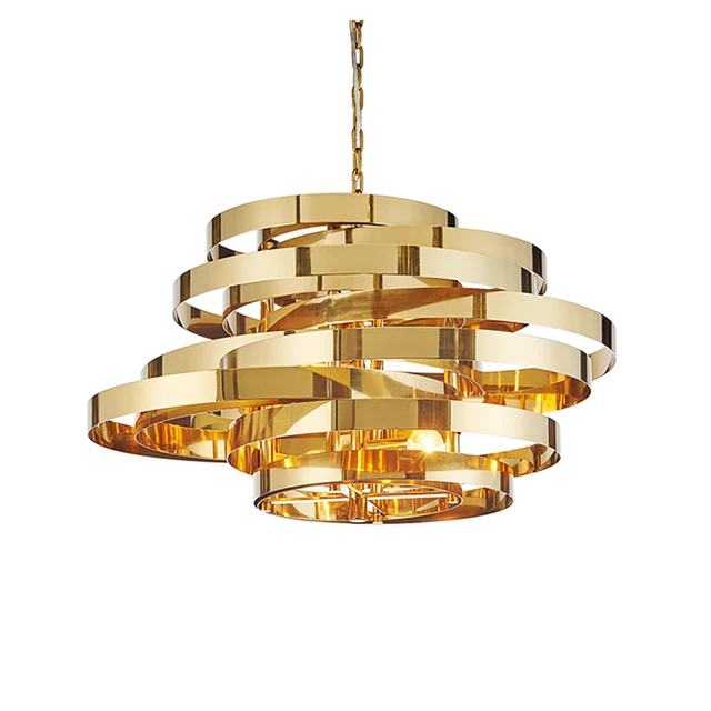 Post Modern Art Deco Tornado Led Pendant Light Stainless Plating Post Modern Art Deco Tornado Led Pendant Light Stainless Plating Gold Circle Deisgn Droplight 5pcs