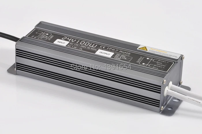 

IP67 DC24V 4.2A 100W Aluminium Power Supply Waterproof LED Driver , LED Light Transformer Free Shipping