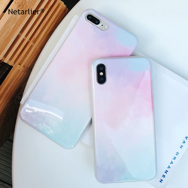 

Netarlier New Case For iPhone 6 Plus 6S Plus Gradual Change Back Cover 5.5 inch Protective Silicon Soft IMD Phone Case Cover