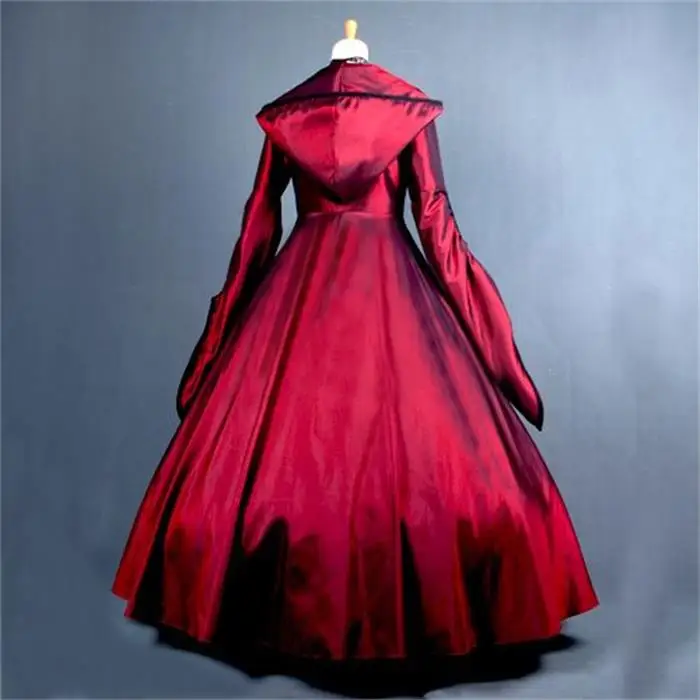 Костюм на Хэллоуин, винтажное готическое викторианское платье, темная королева, ретро Королевское черное платье в пол с длинным рукавом и накидкой