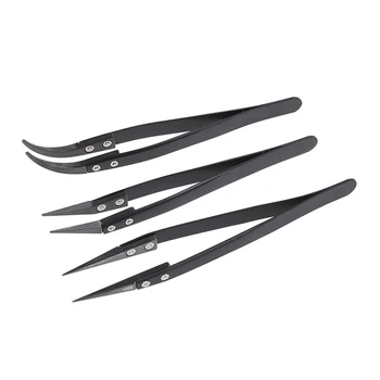 

1Pcs Stainless Steel Ceramic Tweezers For Electronics Soldering Repair Tools Black Color