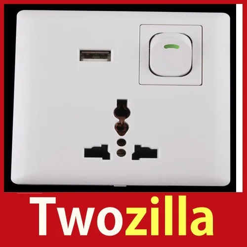 [Twozilla] New Home Wall Power Supply USB Socket Switch with USB Port