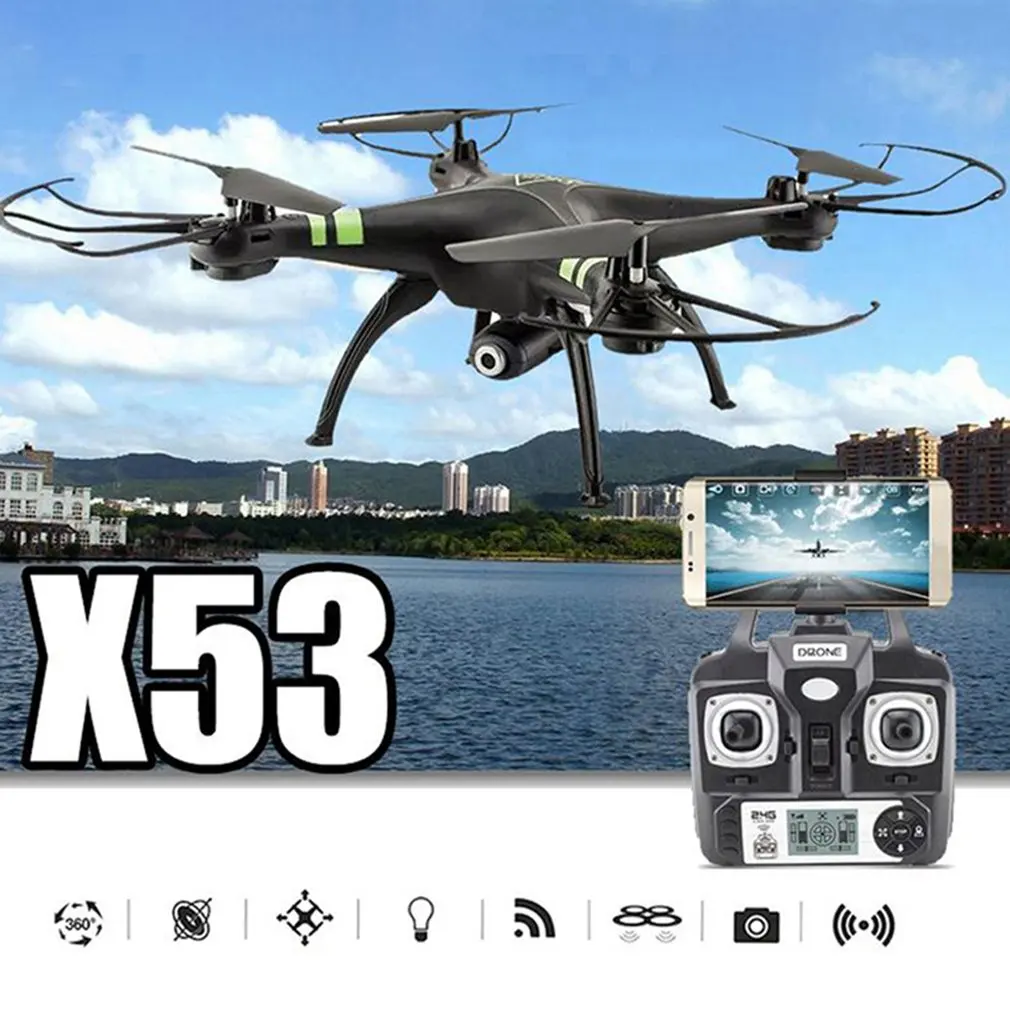 

X53 rc Drone with 720M WIFI FPV and Phone Clip Auto-Return/Height Holding Surveillance with Remote Control Quadcopter Toys Gift