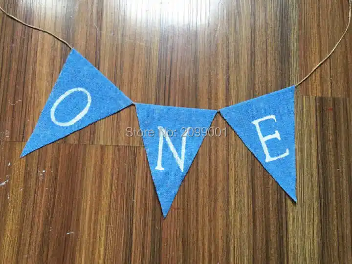 Мальчик первый день рождения овсянки один синий мешковины гирлянды Baby Shower декор сада гирлянды принц стульчик овсянка Лидер продаж