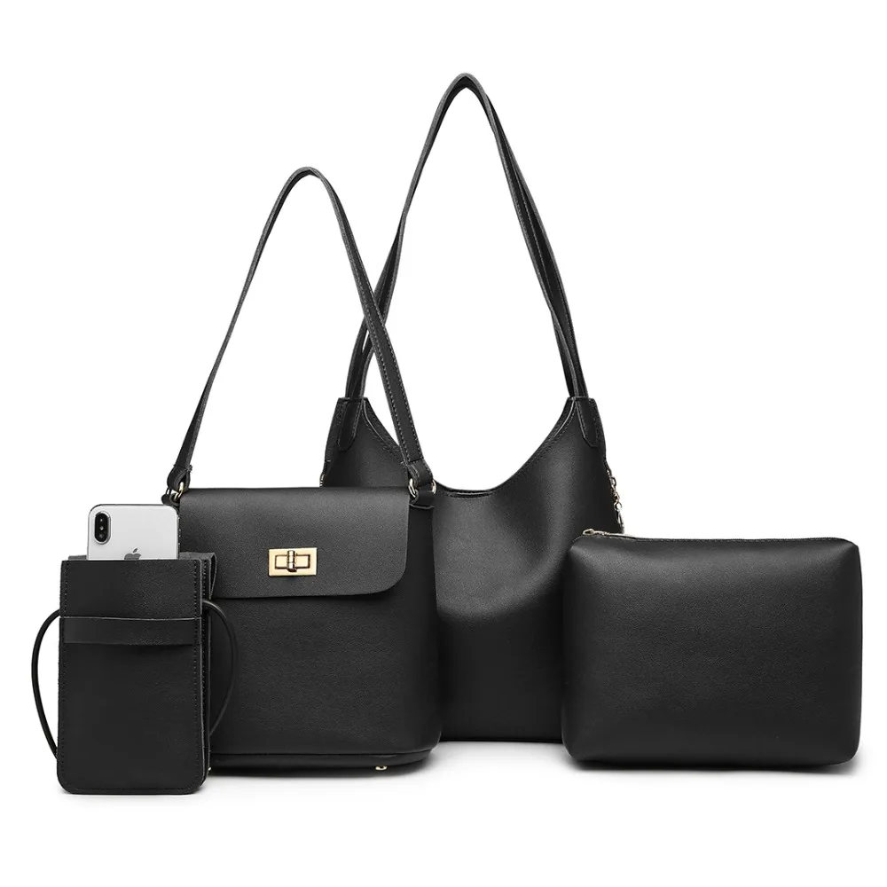 

Miss Lulu 4 Pieces Women Leather Handbags 2018 Ladies Messenger Shoulder Bags Tote Bag Crossbody Bags for Girls Purse E6835