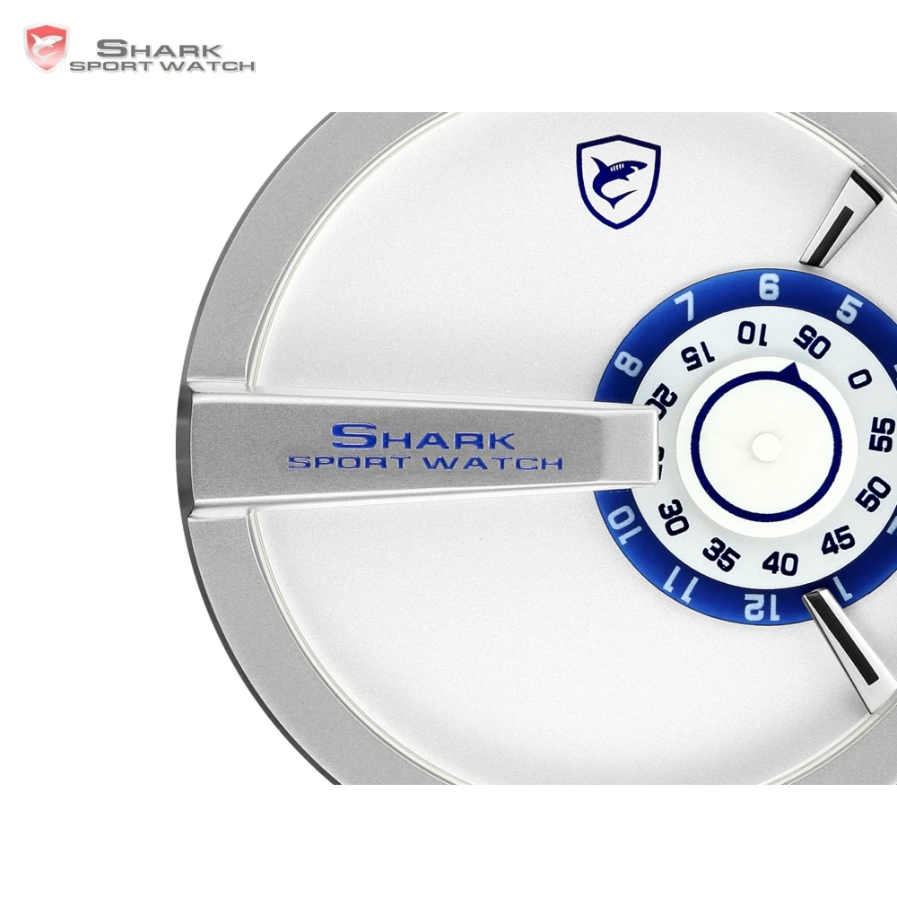 NEW SHARK Sport Watch Turntable Dial Special Design Quartz Crazy Horse Leather Band Waterproof Men Wrist Creative Watches /SH561