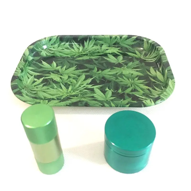 

Green Tray + Green Pollen Press + Green Herb Grinder High Quality Set for Weed Tobacco Smoke Water Pipe Glass Bong Hot Sale
