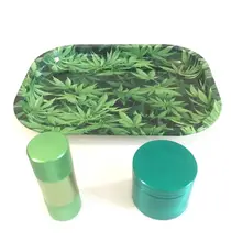 Green Tray + Green Pollen Press + Green Herb Grinder High Quality Set for Weed Tobacco Smoke Water Pipe Glass Bong Hot Sale weed control study in rainy green gram vigna radiata l wilczek