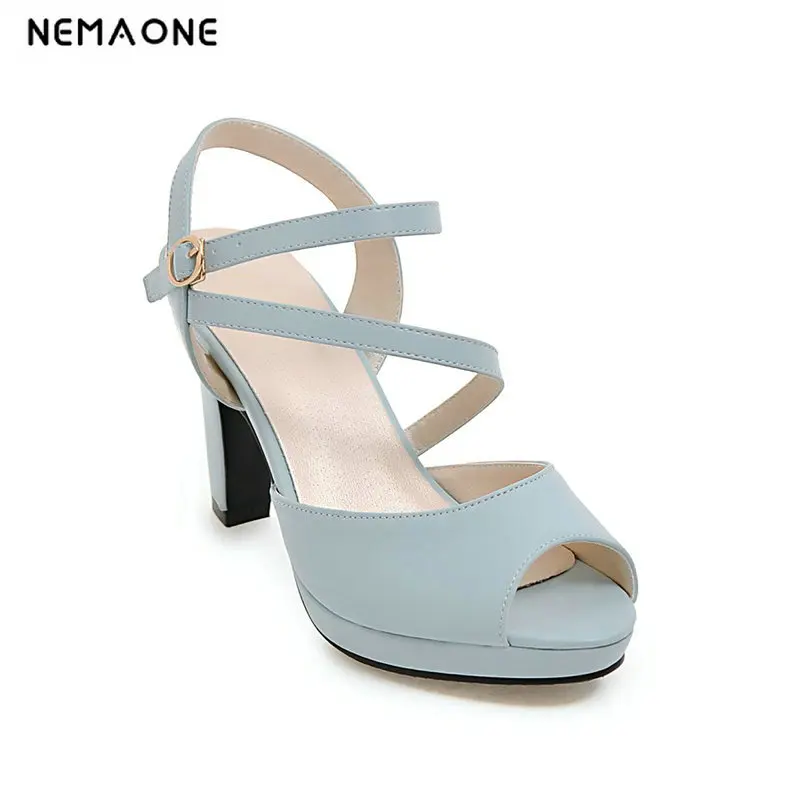 

Size 34-39 Women's Sandals with Heels Women Fish Mouth Platform High Heels Wedges Sandals Buckle Sandals Chaussures Femme