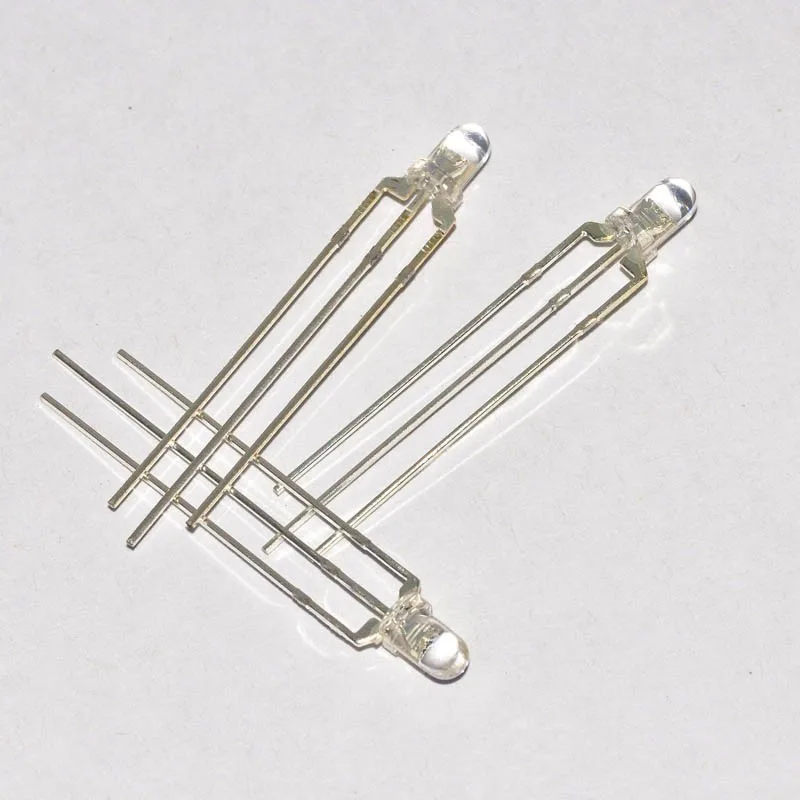 3mm red blue bicolor led common cathode round with domed top transparent lens 3pins high brightness(1)