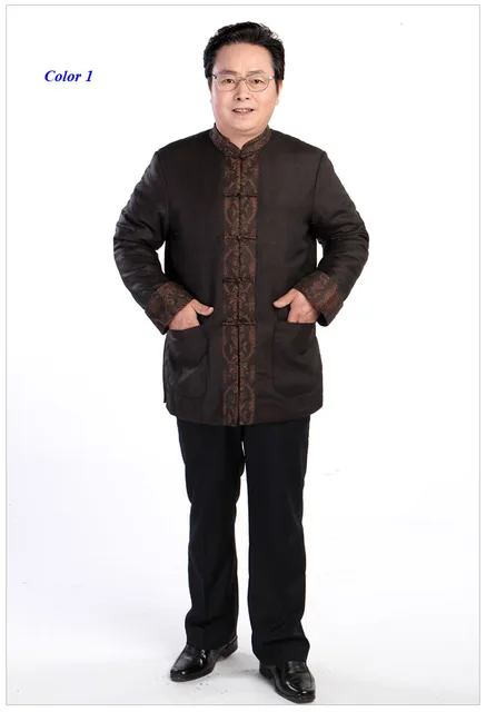 Cheap New arrival gambiered silk Chinese style winter jacket men,100% wateredgauze silk male tang suit wadded jacket,silk men parka