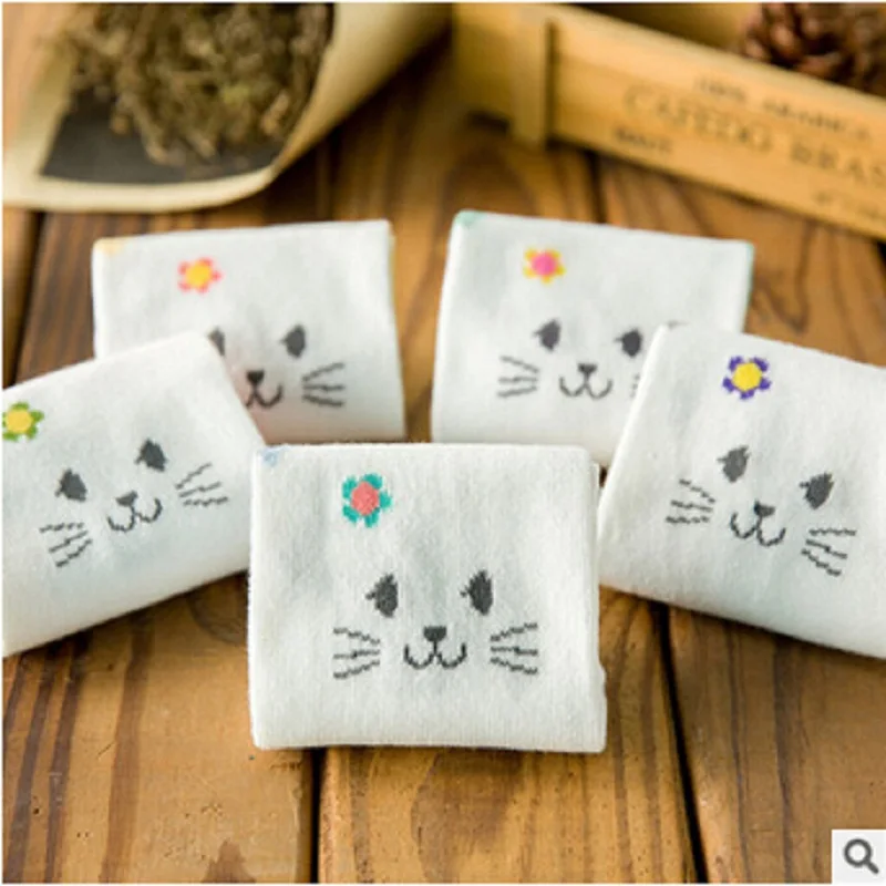 

2017 Direct Selling Geometric Cotton New Spring And Summer Korean Cartoon Socks Straight Female Kitten