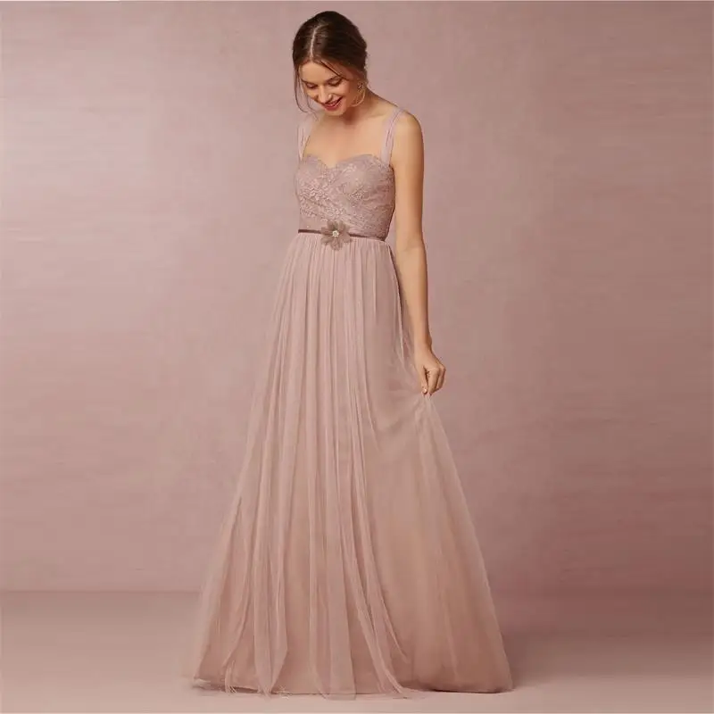 Under 100 Lace Dusty Pink Bridesmaid Dresses Long 2016 Y Under 100 Lace Dusty Pink Bridesmaid Dresses Long 2016 Y Spaghetti Strap Tulle A Line With Flower Sashes Party Dress In From