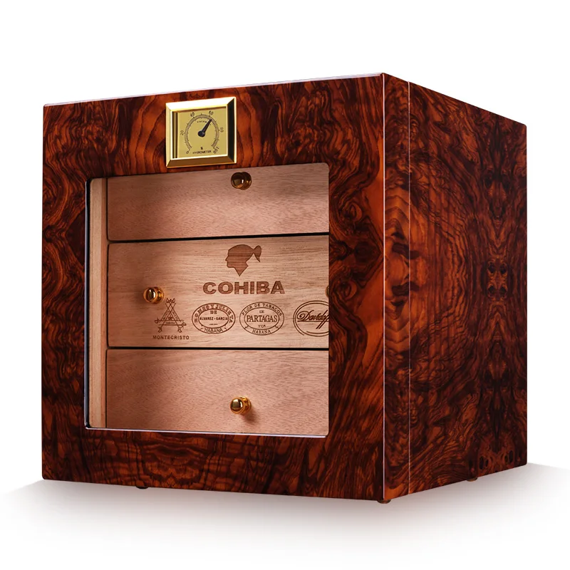 

humidor three layers of natural mellow cedar wood large capacity cigar moisturizing box/cabinet ca-0412