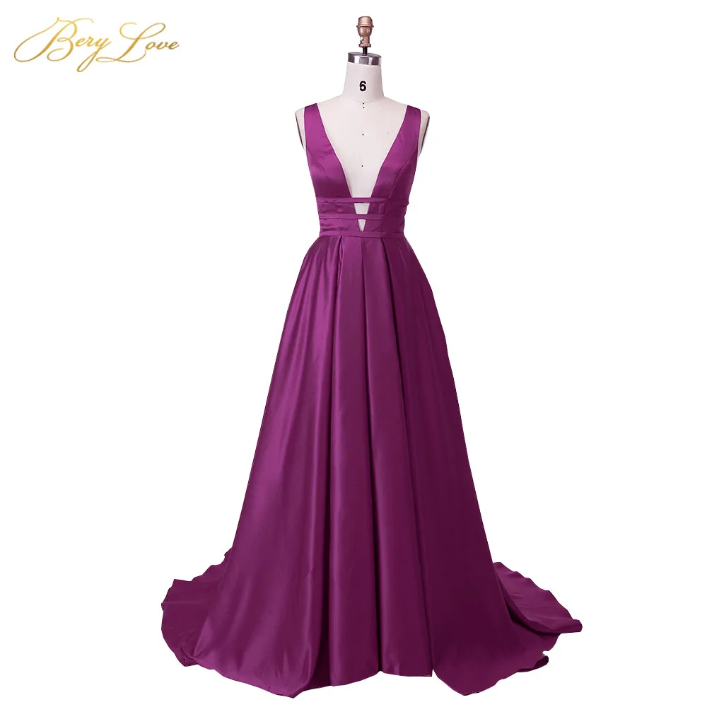 Purple-71 Berylove, сексуальное красное вечернее платье,, элегантное, атласное, вечернее платье, длинное, официальное, Abiye, для выпускного, вечерние платья, vestido longo festa 04010248 - Цвет: Purple-71