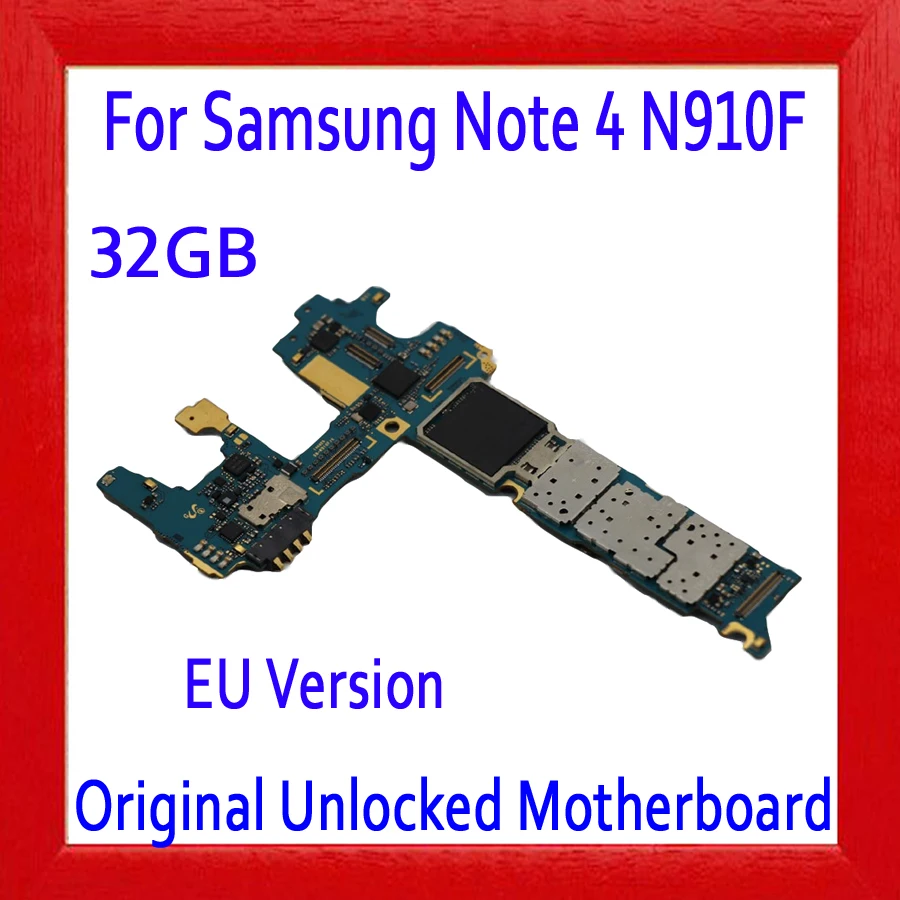 Разблокирована для samsung Galaxy Note 4 N910F материнская плата, 32 ГБ для Note 4 N910F материнская плата с полным чипом