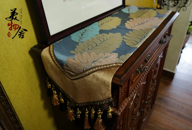 Banana Leaf Europe Retro Embroidery Mahjong Refrigerator Dresser Banana Leaf Europe Retro Embroidery Mahjong Refrigerator Dresser Night Table Cloth Cover Wedding Home Hotel Bedding Decoration In Tablecloths From