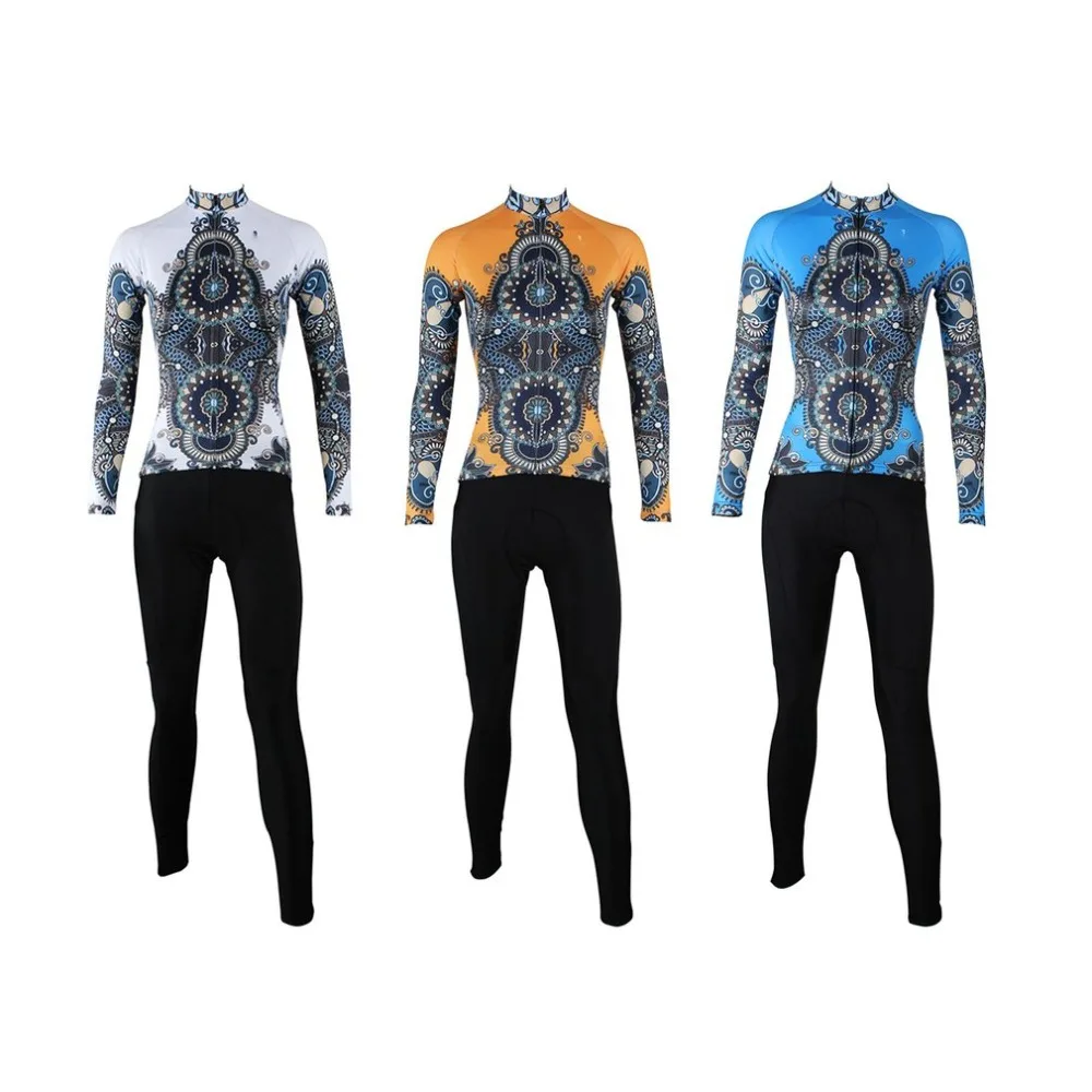 

Ethnic Style Women Cycling Uniforms Long Sleeve Jersey Pants Kits Road Bike Lady Clothes Shirt Tights Set