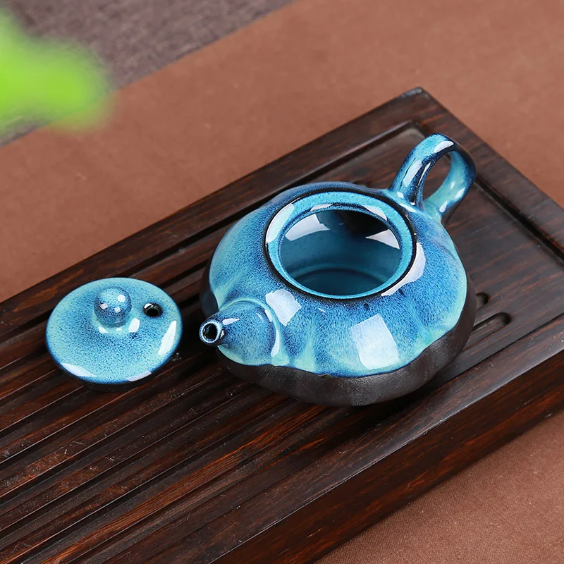 Jun Porcelain Kung Fu tea set Tenmoku fish fun tea cup ore Zisha Teapot Set 1 teapot + 6 cups
