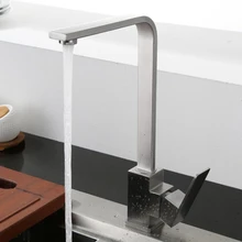 SUS 304 поворотный современный кухонный смеситель из нержавеющей стали с одной ручкой умывальник смеситель KF885