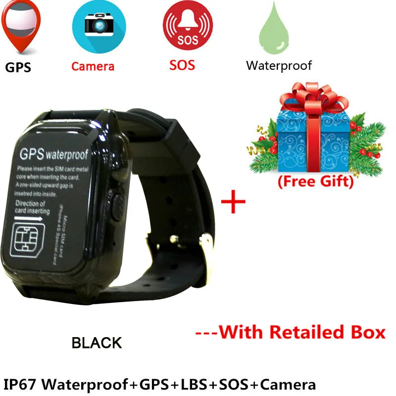 IP67 водонепроницаемые детские gps M06 умные часы для плавания SOS устройство обнаружения вызова трекер дети Безопасный анти-потеря монитор Часы PK DF25 - Цвет: Черный