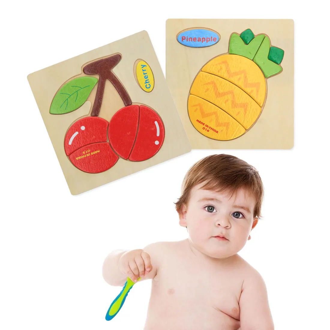 

Slice Small Piece Puzzle Toy Children Animals and Fruit Wooden Puzzle Jigsaw Baby Educational Toys for Kids Gift