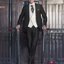 Последние Пальто Пант дизайн итальянский Стиль Черный Жених Смокинги для женихов 3 предмета мужские свадебные ужин Костюмы дружки(куртка+ Брюки для девочек+ жилет