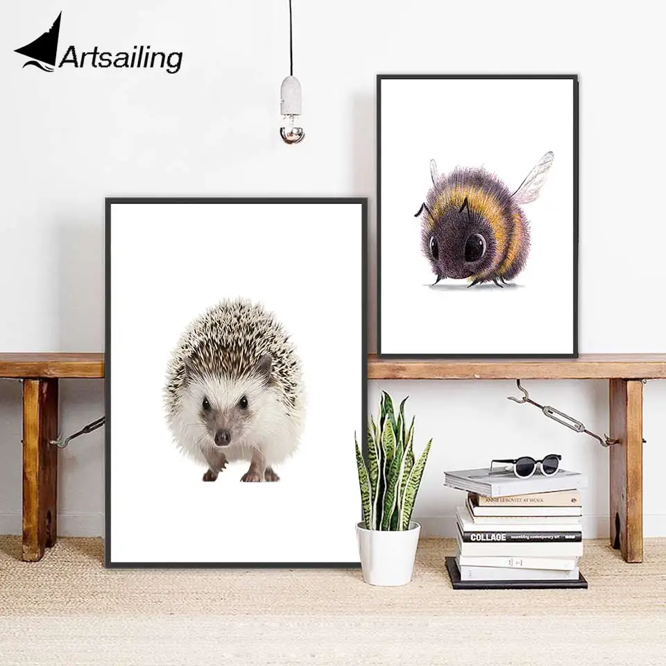 

ArtSailing Abstract Nordic canvas art cute animals bee bird Home decoration posters Pictures for Living Room modern Painting