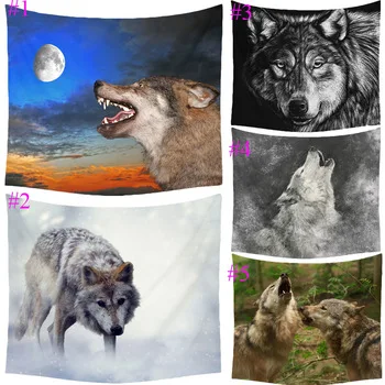 Comwarm Lonely Warrior Wolf Totem Pattern Tapestry Picnic Mat Yoga Rug Polyester Wall Hanging Gobelin Bedding Home Decor Crafts