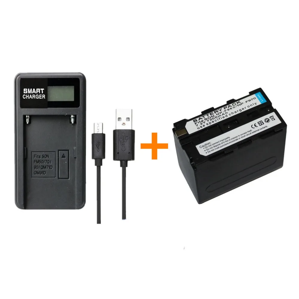 1 шт. 7200 мАч NP-F960 NP-F970 батарея с зарядным устройством для Sony F960 F970 аккумуляторная |