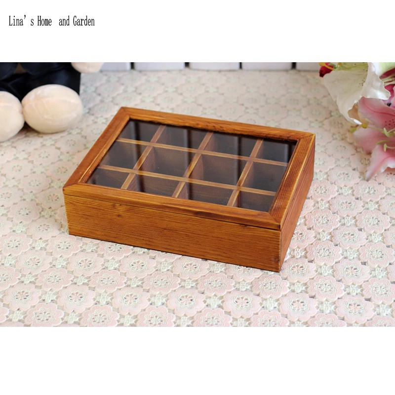 wooden box with glass lid