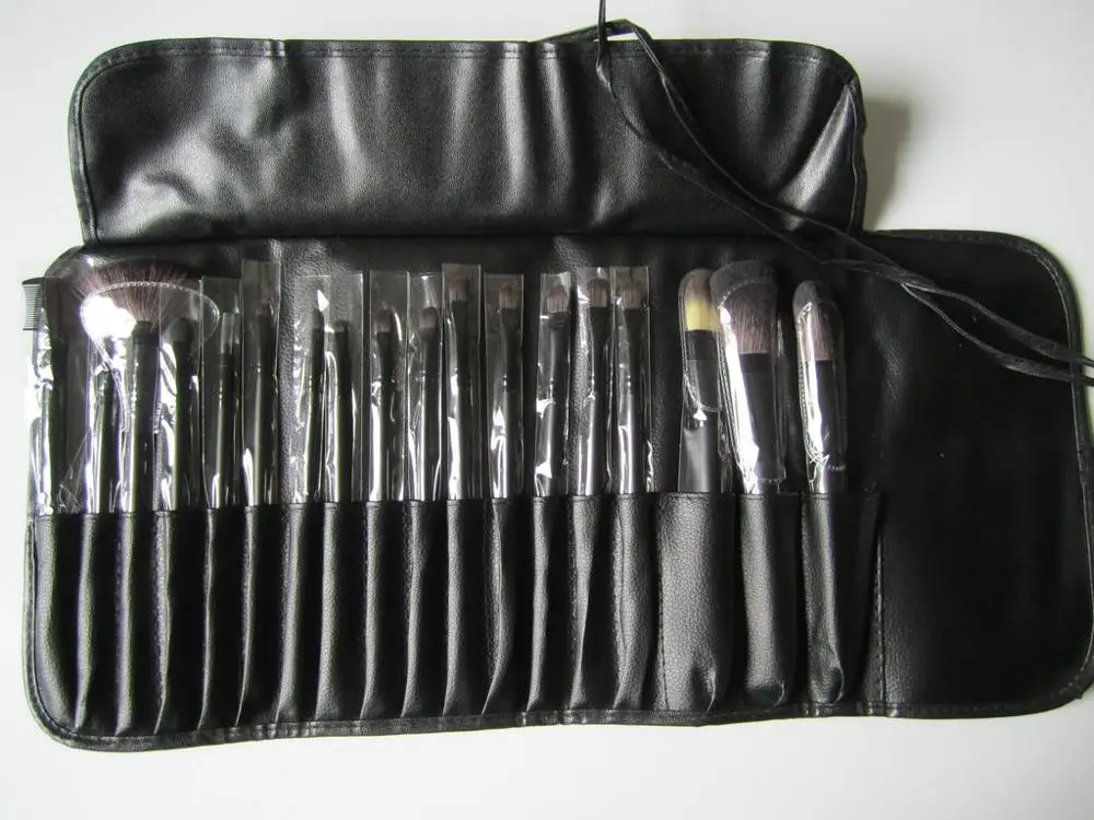 Профессиональный 18 шт. набор кистей для макияжа порошок Румяна Фонд кисть для лица Цвет Косметика Foundation Brush - Handle Color: black