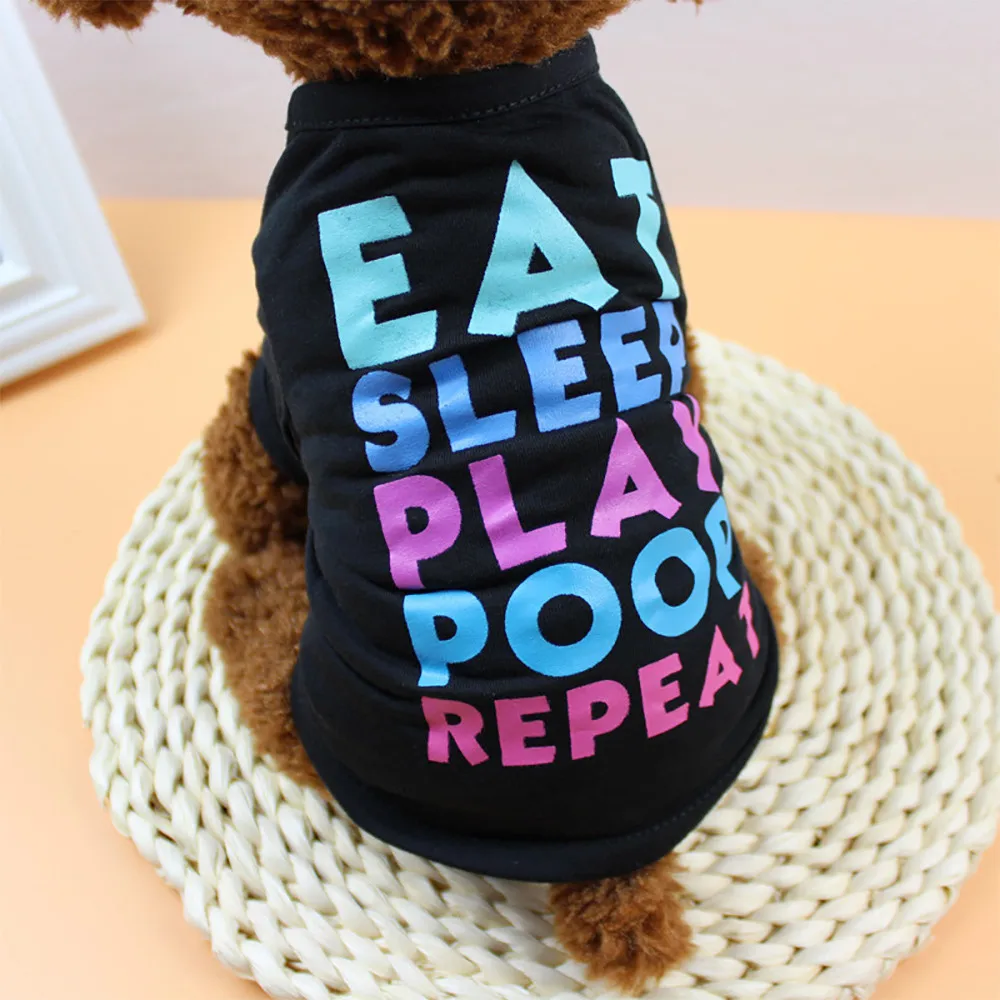 Summer dog clothing polyester letter print vest T-shirt puppy clothing 7.3